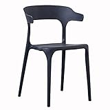 SAFWEL Sessel Esszimmerstühle，Arc Rückenlehne Wohnzimmer Sessel，Sitz aus PP-Kunststoff Lagergewicht 150kg (Color : Black)