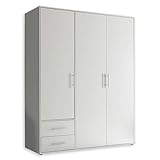 VALENCIA Kleiderschrank in Weiß - Vielseitiger Drehtürenschrank 3-türig mit viel Stauraum für Ihr Schlafzimmer - 155 x 195 x 60 cm (B/H/T)