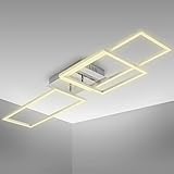 B.K.Licht I Deckenlampe LED I LED Frame 3-flammig I schwenkbare Büro Deckenleuchte I warmweiße Lichtfarbe 3000K I 43,8 Watt I Chrom-Alu