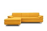 DOMO Collection Ecksofa Bounty | Schlaffunktion L-Form Sofa | 266 x 172 x 82 cm | Eckcouch Schlafsofa mit Bett in gelb