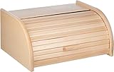 Brotkasten mit Rolldeckel Brot-Aufbewahrungsbox Küche Brotbox Holzbox für Brot (Groß 38 x 29 x 18)