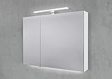 Intarbad ~ Spiegelschrank 90 cm mit Multi LED Acryl Aufsatzleuchte Doppelspiegeltüren Shorewood IB1930