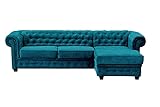 Meble Roberto Imperial Ecksofa mit Schlaffunktion 270 cm, Chesterfield, Wohnlandschaft, Schlafcouch, Sofa L-Form Rechts, Farbe: Ocean