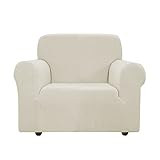 EBETA E Elastisch Sofa Überwürfe Sofabezug, Stretch Sofahusse Sofa Abdeckung Hussen für Sofa, Couch, Sessel 1 Sitzer (Cremefarbe, 85-115 cm)