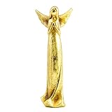 Goldbach Deko Engel mit Flügel, Engelfigur, Keramikfigur altgold H 23cm