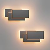 Klighten 2 Pack LED Wandleuchten Innen 24W Mordern Wandlampe LED Wandbeleuchtung für Wohnzimmer Schlafzimmer Treppenhaus Korridor Flur Warmweiß 3000K, Dunkelgrau