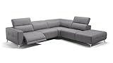 sofanella - Ecksofa Marbella Ledercouch Polsterecke Designersofa - Grau
