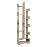 WOLTU Bücherregal in Baumform, Aufbewahrungsregal mit 11 Staufächern, skandinavischer Raumteiler mit Schutzwänden, Regal im Wohnzimmer Arbeitszimmer, helle Eiche 48x162x20 cm, SK016hei