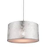 Globo Hängelampe Wohnzimmer Vintage Pendelleuchte Esstisch Modern Grau Hängeleuchte Schlafzimmer Lampenschirm Stoff Silber Pendellampe Esszimmer Flur Rund 40 x 140 cm