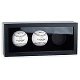 Bivitre Baseball-Vitrine für Bälle, Holzgehäuse mit Acrylstaub, UV-Abdeckung, Wandhalterung und freistehender Schattenbox für Baseball-Sammler, Erinnerungsstücke, Autogrammbälle