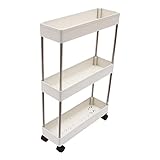 InSyoForeverEC Nischenwagen Küchenwagen mit 3 Ebenen Nischen Ordnungswagen Rollwagen Nischenregal auf Rollen，Regal schmal Nischenrollwagen für Küche Büro Bad