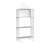 Bücherregal Schmiedeeisen-Bücherregal Mit Offenen Regalen, Freistehende Bücherregal-Aufbewahrungseinheit Und Vitrine Für Wohnzimmer, Büro Bücherschrank Schlafzimmer Büro ( Color : White , Size : Three