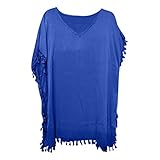 Cubinest Badekleid Damen Große Größe Baumwolle Festival Tankini Strandponcho Strand Leicht Große Größe Tunika Bikini Frauen Outfit Cover Up Lang Strandtunika Strandkleid Sommer Musselin