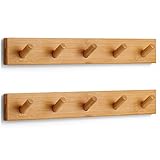 LARHN Garderobenhaken Holz (2 Stück) - Garderobenleiste Holz mit 5 Haken - 43 cm - Kleiderhaken Wand - Wandgarderobe für Flure, Garderoben, Schlafzimmer und Badezimmer