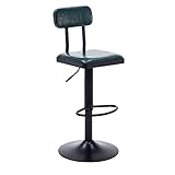 SAFWEL Küchenhocker Vintage Iron Bar Rückenlehne Stuhl High Hocker für Familienküche Esszimmerstuhl Office | Sitz ist 360 ° drehbar | Höhe ist einstellbar 60-80cm |Weiches Kunstleder Kissen (Color :