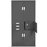 Büroschrank C018S II Aktenschrank Tresor Schubladen Geheimfach Stahlblech 185 cm x 90 cm x 40 cm (H x B x T) (anthrazit/anthrazit)