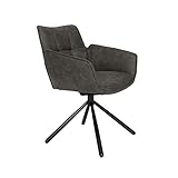 Set one by Musterring Frisco Schalensessel Esszimmerstuhl Wohnzimmerstuhl, Microfaser Cowboy Grey, Stativgestell Eisen schwarz
