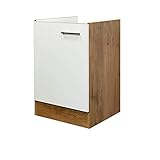 MMR Küchen-Spülenunterschrank Glasgow - Spülenschrank - ohne Spülbecken - 1-türig - 50 cm breit - Creme Matt