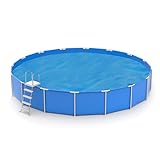 Fiqops Round Pool Cover Solarplane Ø 450 cm Poolabdeckplane Abdeckung Für Schwimmbad, Regenschutz Staubdicht UV-beständig,Winterabdeckplane für Family Pools,blau