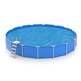 Fiqops Round Pool Cover Solarplane Ø 450 cm Poolabdeckplane Abdeckung Für Schwimmbad, Regenschutz Staubdicht UV-beständig,Winterabdeckplane für Family Pools,blau