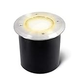 SSC-LUXon JADINA Bodeneinbaustrahler schwenkbar flach mit LED Lampe 5W warmweiß 230V - Bodenlampe befahrbar rund außen IP67