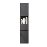 Wandschrank Bad Beistellschrank Massivholz Wandregal Mehrzweckaufbewahrungsschrank (Color : Gray, Size : 30 * 25 * 140cm)