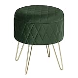 WOLTU SH63dgn Sitzhocker mit Stauraum Polsterhocker Samtstoff Golden Metallbeine, Kleiner Hocker Spielzeugkiste 31,5 x35cm, gepolsterte Fußhocker Abstellhocker, bis 150KG belastbar, Dunkelgrün