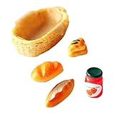 NOPEILVI Puppenhaus Brot Miniatur Lebensmittel Set Mini Marmelade Brot Korb Set Dollhouse Küche gemischte Lebensmittel Spielzeug Set Miniaturen Essen, Puppenhaus Kitchen Lebensmittel, Puppenhaus Mini