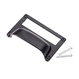 RAJONN Etikettenhalter, Ziehgriffe, 10 Stück, schwarz, 81 x 52 mm, Schalen-Etiketten-Ziehgriff, Kartenhalter, Möbelgriff, Küchenschrank, Türknäufe