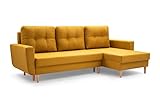 Ecksofa mit Schlaffunktion und Bettkasten Otto - Klappsofa Couch l Form - Couch mit Schlaffunktion - Schlafsofa mit Bettkasten  - Sofas & Couches für Jeden Raum - Gelb (Malmö 41)