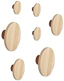 Garderobenhaken rund, Kleiderhaken Wandhaken aus Holz | Set aus 7 Holzhaken | Garderobe Haken runde Platte Wandknöpfe Haken für Wand, Garderobenknöpfe, Wandgarderobe, Innenraum Dekor Diele Modern