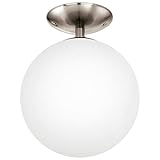 EGLO Deckenlampe Rondo, 1 flammige Deckenleuchte, Material: Stahl, Farbe: Nickel matt, Glas: Opal matt weiß, Fassung: E27