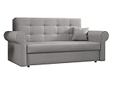 Mirjan24 Schlafsofa Viva Silver III mit Bettkasten, Bettsofa mit abgerundete Armlehnen, 3 Sitzer Polstersofa mit Schlaffunktion, Sofagarnitur inkl. Kissen, Sofa, Wohnlandschaft (Mono 244)