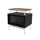 JITEM Minimalistischer Nachttisch mit Aufbewahrungsschublade, moderner Nachttisch mit offenem Regal, moderner Beistelltisch mit gehärteter Glasplatte, Nachttisch für Schlafzimmer