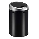 Ribelli Edelstahl Mülleimer - Abfalleimer mit Sensor - automatisches Öffnen und Schließen - Klemmring für Müllbeutel - Abnehmbarer Deckel - mit LED-Funktionsanzeige (schwarz, 60 Liter)