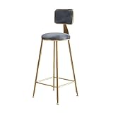 SUNESA Barhocker/Barstuhl Cafe Dining Chair Freizeitstuhl mit hohen Füßen und Rückenlehne PU-Lederkissen Barstuhl Bistrohocker (Color : Grigio)