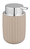 WENKO Seifenspender Agropoli Beige, nachfüllbarer Seifendosierer für 250 ml Flüssigseife aus hochwertigem Kunststoff mit plastischer Formgebung & strukturierter Oberfläche, 7,5 x 12,5 x 9 cm