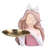 AISHFP Mädchen Figur Schminktablett Kosmetik Organizer Schmuck Schlüsselhalter Obst Dessert Süßigkeiten Servierplatte Display Tablett for Hochzeitsfeier Küche Bowknot Tablett