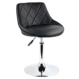 FURWOO Hocker PU-Leder Barhocker Drehbarer Thekenstuhl Höhenverstellbare mittlere Rückenlehne für Barber Shop Home Kitchen Desk (Schwarz)