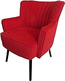 Casa Padrino Retro Salon Sessel Rot/Schwarz - Cocktailsessel 60er Jahre Stuhl