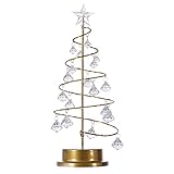 Garhelper Mini-Weihnachtsbäume, Acryl-Kristall-Anhänger, Desktop-Miniatur-Weihnachtsbäume, Dekorativer Künstlicher Weihnachtsbaum mit Metallsockel für Weihnachtsfeier,(Kristallbaumlampe, Warmweiß)