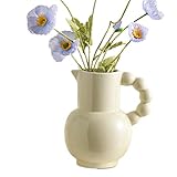 Blumenvase | Blumenvase im französischen Stil mit Henkel - Weiße Vasen für die Dekoration im minimalistischen Stil für die Hochzeit, den Tisch, die Party, das Wohnzimmer, das Schlafzimmer Cyhamse