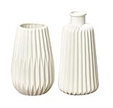 Boltze Vasen Set Esko 2-teilig (weiß matt, Blumenvasen aus Keramik, ø ca. 8,5 cm, Dekoration für Innenbereich, ohne Blumen, skandinavischer Stil) 5549600