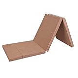VISEKA Klappmatratze mit Kopfkissen 2 Zoll Tragbar Dreifach Faltbar Memory-Schaum Matratze Topper mit Waschbar Bezug, rutschfest Camping-Matratze Boden-Gästebett (Color : Brown)