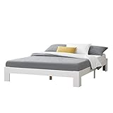 [en.casa] Holzbett Raisio 160x200 cm mit Lattenrost Bettgestell Bett Kiefernholz Massiv Doppelbett Ehebett Weiß