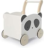 labebe Kinder Lauflernwagen Holz, Baby Panda Lauflernhilfe Mit Stauraum für 1-3 Jahre，Gehfrei/Laufwagen/Toddler Push & Pull Toys/Spielzeug/Kinderwagen/Activity Babywalker