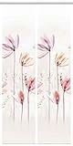 HOME WOHNIDEEN 55067 | 2er-Set Schiebegardine 'KUKAT', Digitaldruck auf Bambus-Optik, mit abstraktem Blumen-Motiv, 260x60cm, Farbe: Natur