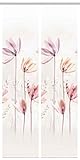 HOME WOHNIDEEN 55067 | 2er-Set Schiebegardine 'KUKAT', Digitaldruck auf Bambus-Optik, mit abstraktem Blumen-Motiv, 260x60cm, Farbe: Natur