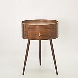 Nachttisch Runder Nachttisch aus Holz, Beistelltisch mit 1 Schublade, kleiner Nachttisch, Sofatisch for Wohnzimmer, Schlafzimmer, braun, 14,9 * 14,9 * 21,2 Zoll Nachtschrank Nachtkommode ( Color : B )
