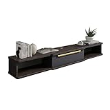 Schwebender TV-Schrank, Zweischichtiger Wand-TV-Schrank Mit Drahtlöchern, Geeignet Für Küchenregal-Desktop-Aufbewahrungsschränke/Walnuss/120 cm/Grau/120 cm